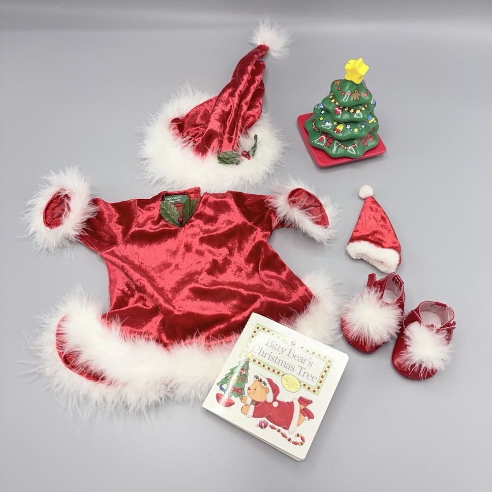 American Girl BITTY BABY Doll Santa's HELPER Set - Bitty Bear Hat!
